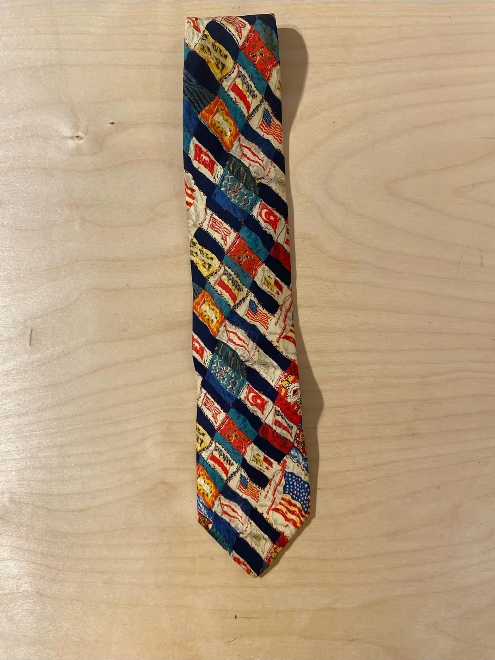 Structure Men's Navy Blue Patterned Flag Motif Tie (RO)